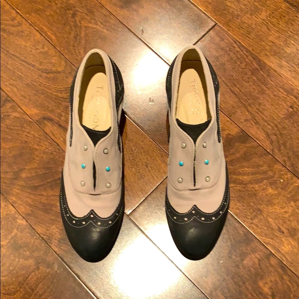 slip on leather oxford shoes sz 35 / 5 Italian